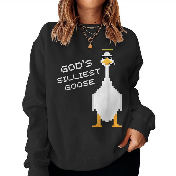 Gods Silliest Goose Pixelated Women Sweatshirt