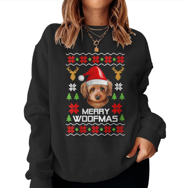 Goldendoodle Santa Hat Ugly Christmas Sweater Holiday Women Sweatshirt