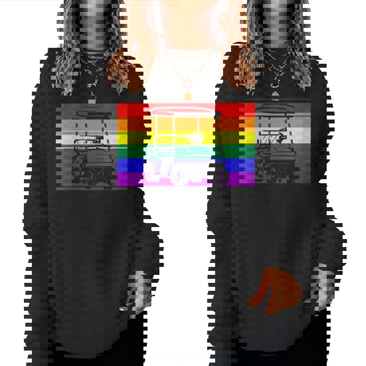Golf Cart Gay Pride Flag Lgbtq Aesthetic Golfer Pattern Cute Women Sweatshirt