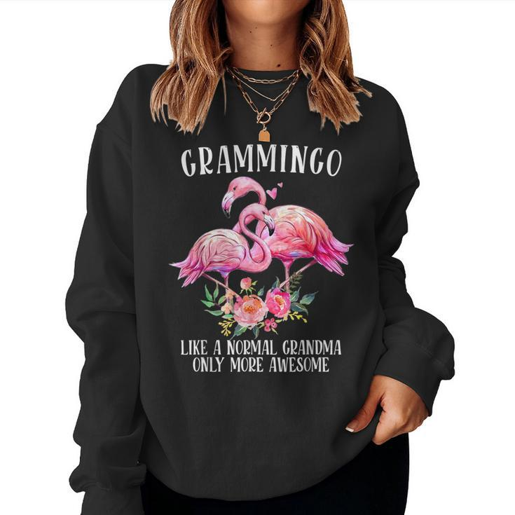 Grammingo Funny For Grandma Awesome Flamingo Mom Women Crewneck Graphic Sweatshirt