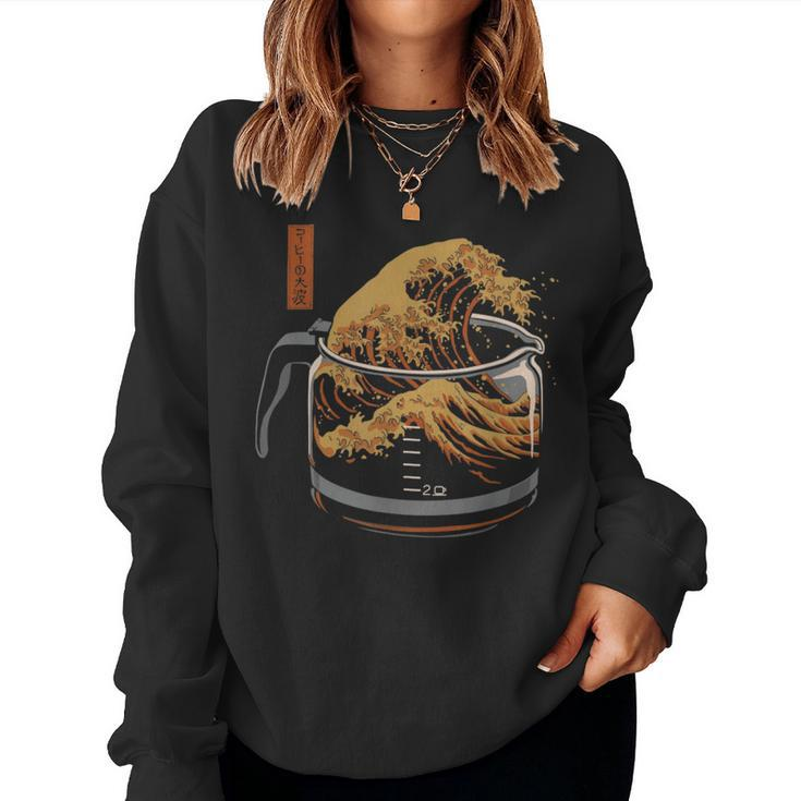 The Great Wave Of Coffee Coffee I Love Coffee Women Sweatshirt