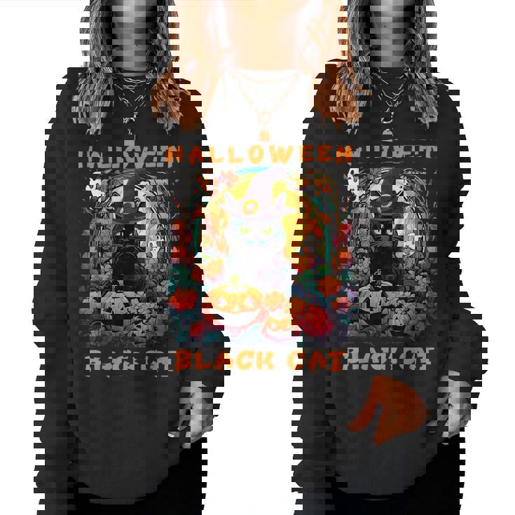 Black Cat Sweatshirt Black Halloween Sweatshirt CTKR Studio Retro