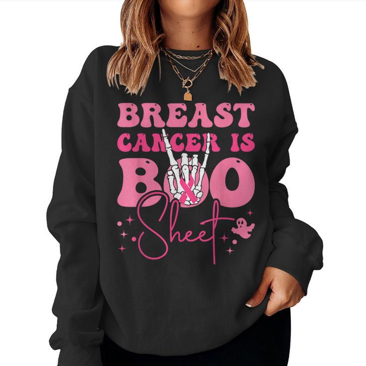 Groovy Breast Cancer Is Boo Sheet Halloween Breast Cancer Women Sweatshirt