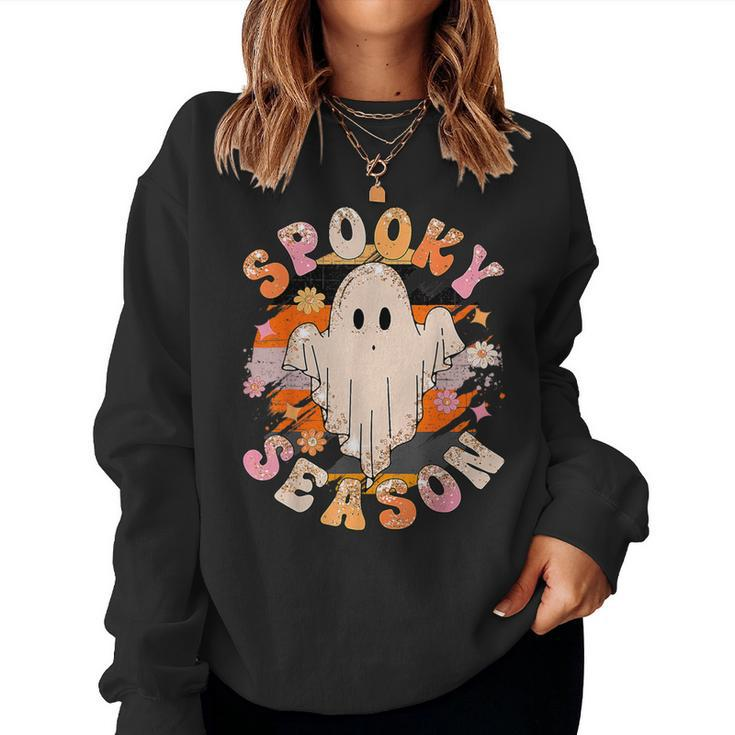 Groovy Spooky Season Ghost Flower Halloween Costume Girls Women Sweatshirt