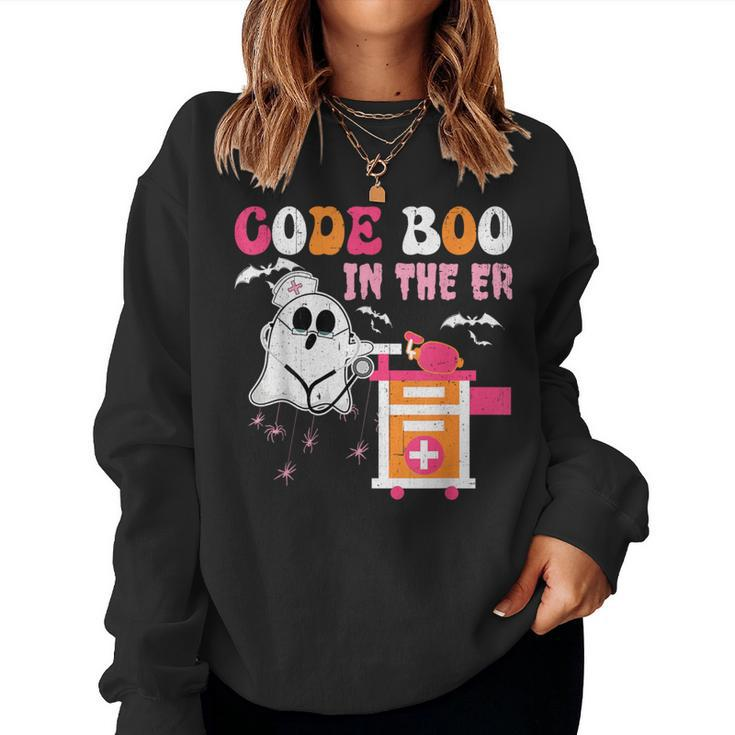 Halloween Er Costume Code Boo In The Er Nurse Crew Ghost Women Sweatshirt