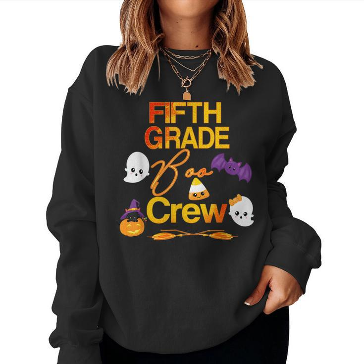 Halloween Fifth Grade Cute Boo Crew Teacher Student Retro Halloween Women Sweatshirt