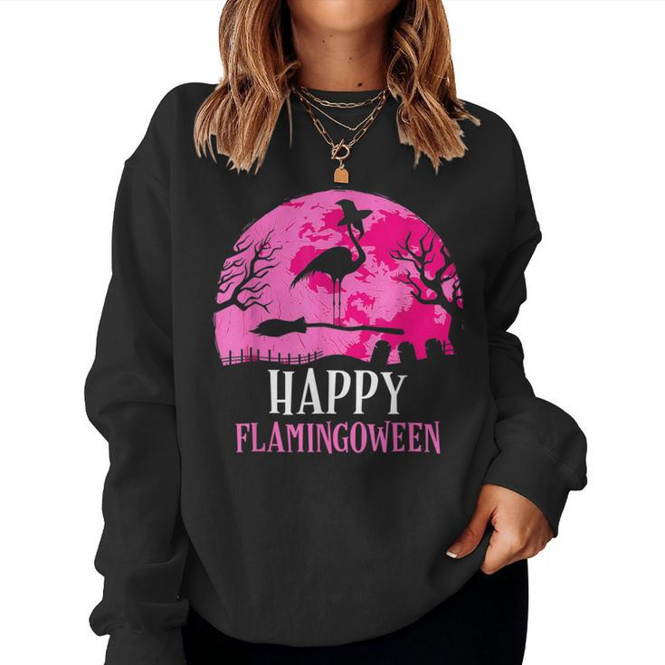 Halloween Flamingo Witch Happy Flamingoween Costume Women Sweatshirt
