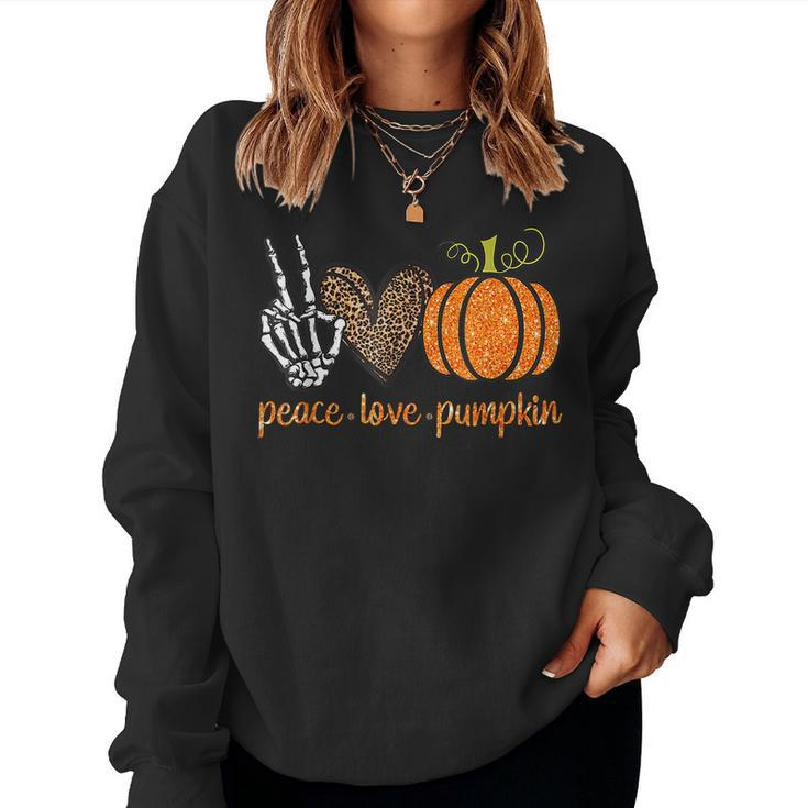 Halloween Peace Love Pumpkin Fall Girls Kids  Women Sweatshirt