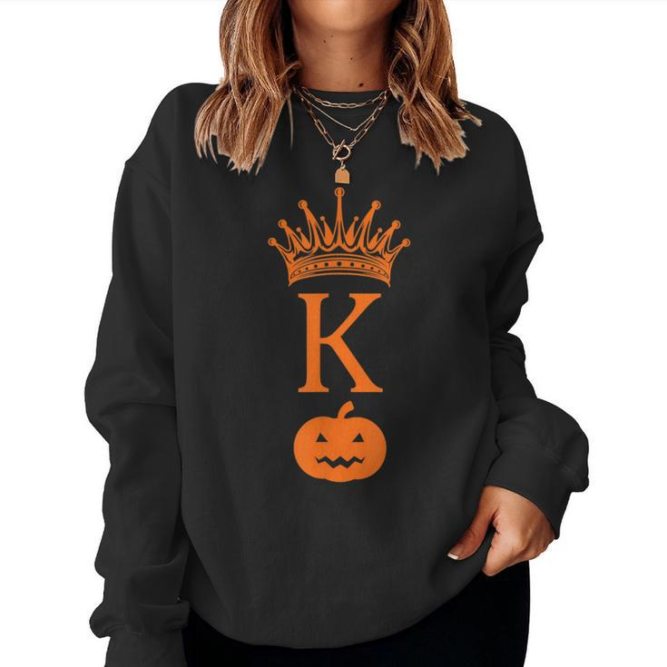 Halloween Pumpkin King Trick Treat Costume Fall Men Boys King  Women Sweatshirt