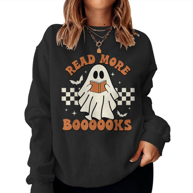 Halloween Read More Books Cute Boo Read A Book Teacher's Day Women Sweatshirt
