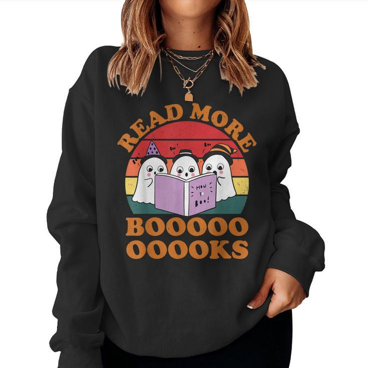 Halloween Read More Books Cute Boo Read A Book Teacher  Women Crewneck Graphic Sweatshirt