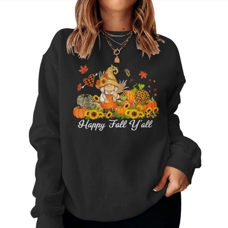 Happy Fall Y'all Gnome Pumpkin Truck Autumn Thanksgiving Women Sweatshirt