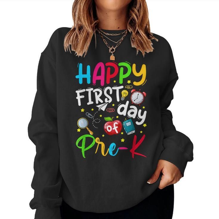 Happy First Day Of Pre-K Teacher Students Back To School Women Sweatshirt