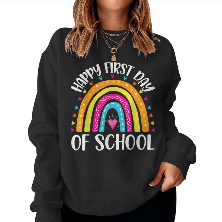 Happy First Day Of School Teacher  Back To School Girls  Women Sweatshirt