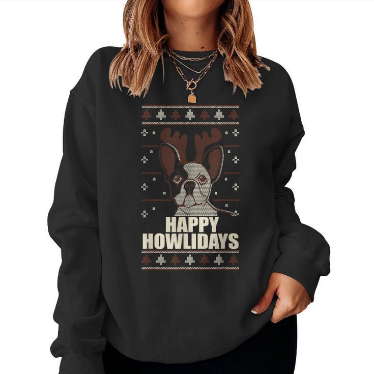 Happy Howlidays Ugly Christmas Sweater Frenchie Dog Meme Women Sweatshirt