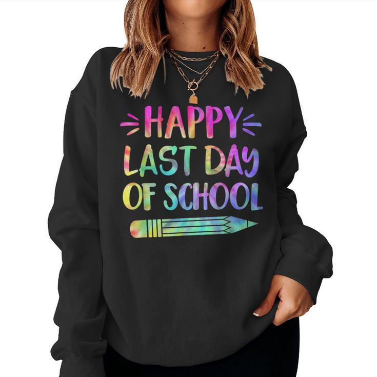Happy Last Day Of School Tie Dye Cool Teacher Hello Summer Women Sweatshirt