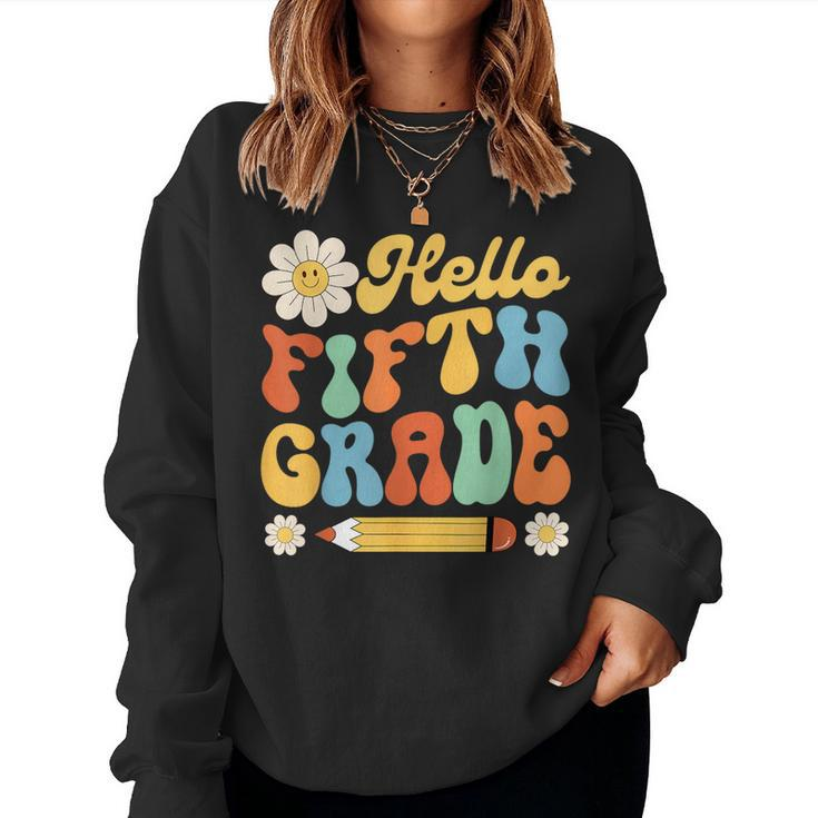 Hello Fifth 5Th Grade Back To School Teachers Kids Girls  Women Crewneck Graphic Sweatshirt