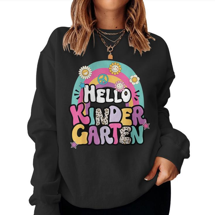 Hello Kindergarten Back To School Teacher Boy Girl First Day  Women Crewneck Graphic Sweatshirt