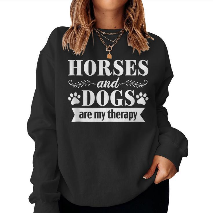 Horse And Dog Lover Rider Therapy Equestrian Dog Mom Women Sweatshirt