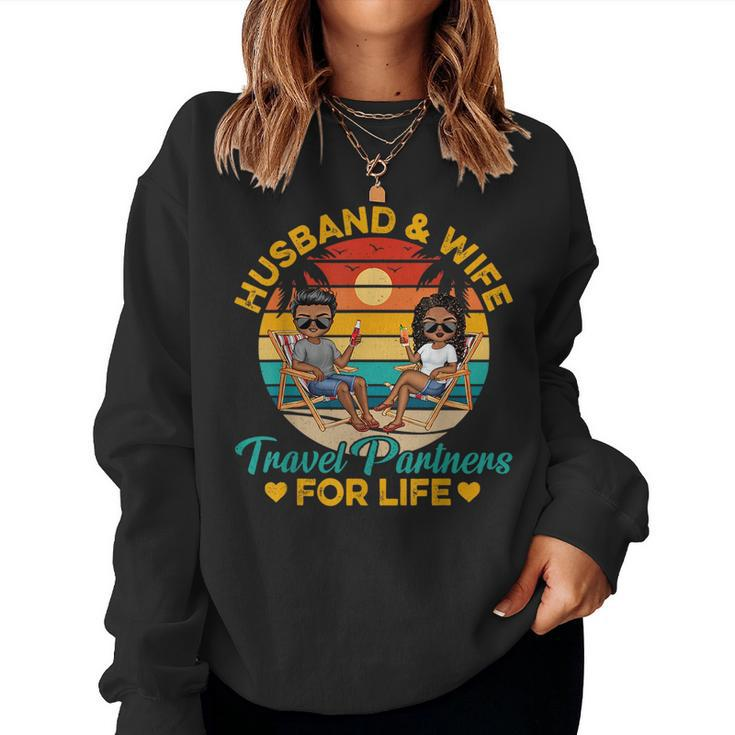 Husband-Wife Travel Partners For Life Beach Summer Dark  Women Crewneck Graphic Sweatshirt