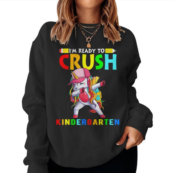 Im Ready To Crush Kindergarten Unicorn Girls  Women Crewneck Graphic Sweatshirt
