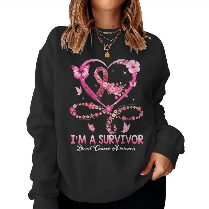I'm A Survivor Breast Cancer Awareness Pink Ribbon Flower Women Sweatshirt