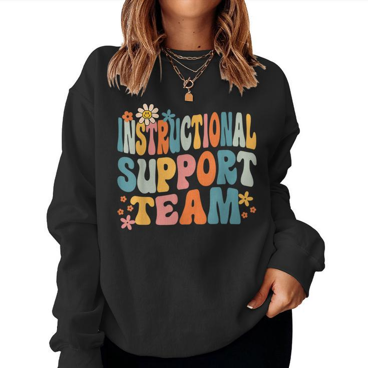 Instructional Support Team Groovy Teacher Student Women Crewneck Graphic Sweatshirt
