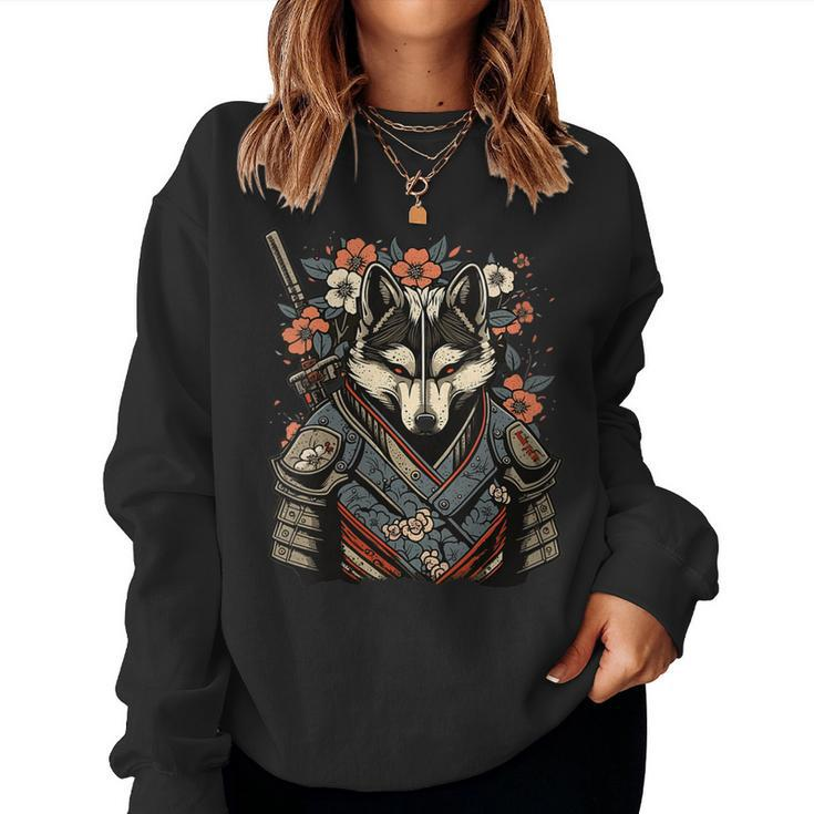 Japanese Samurai Wolf Tattoo Vintage Kawaii Ninja For Women Women Sweatshirt