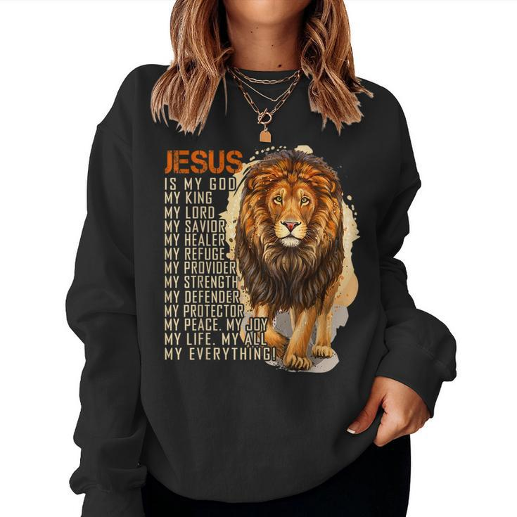 Jesus Is King Lion Christian Women Sweatshirt