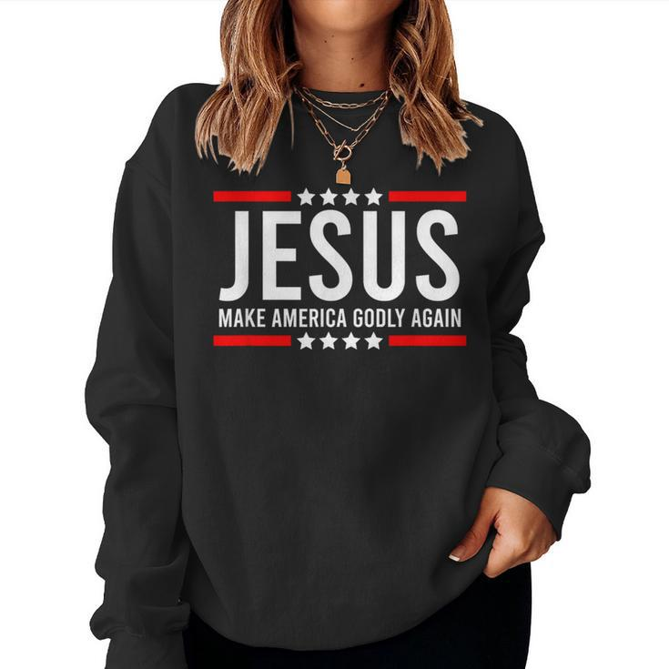 Jesus Make America Godly Again Patriotic Christian Men  Women Crewneck Graphic Sweatshirt