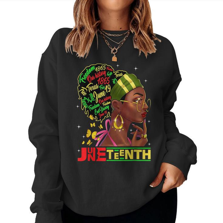 Junenth 1865 Black Woman Butterfly African Melanin Queen Women Sweatshirt