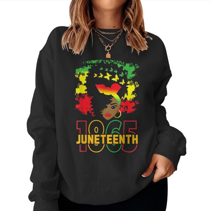 Junenth Celebrating 1865 Awesome Messy Bun Black Women  Women Crewneck Graphic Sweatshirt