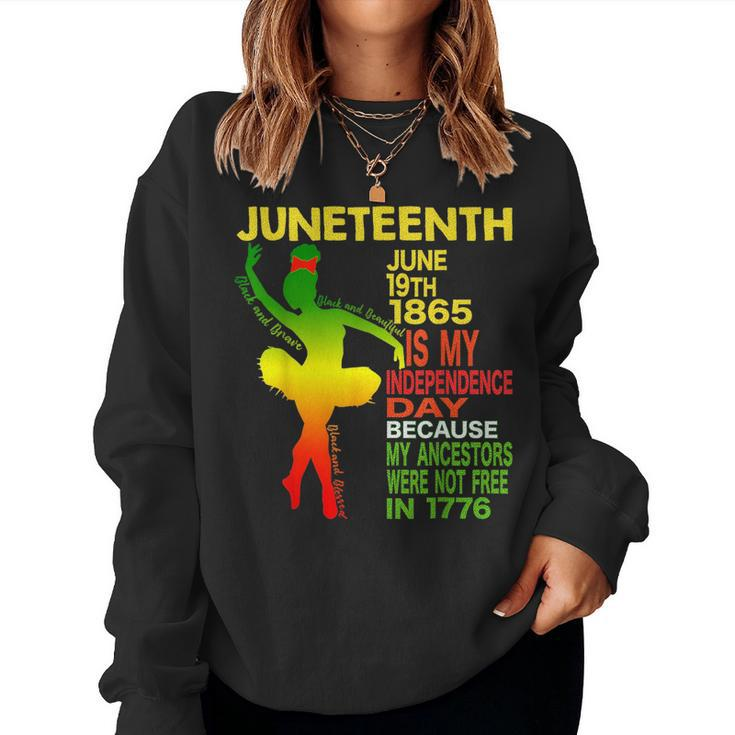 Junenth Independence Black Women Dancer Girl Ballerina  Women Crewneck Graphic Sweatshirt