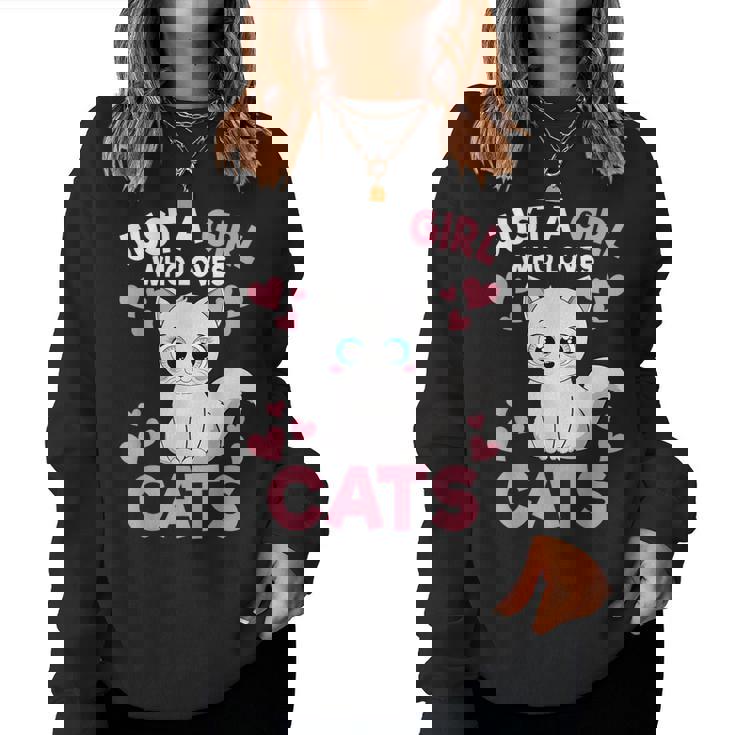 Just A Girl Who Loves Cats Cute Cat Lover Girls Toddlers Women Sweatshirt