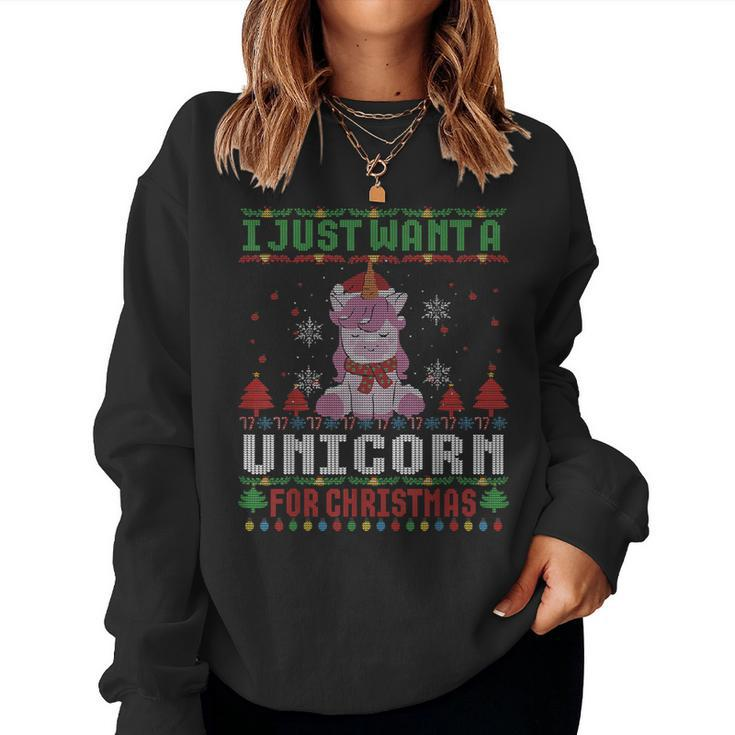 I Just Want A Unicorn For Ugly Christmas Sweater Xmas Women Sweatshirt
