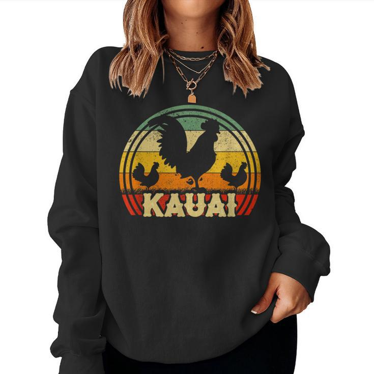 Kauai Rooster Hawaii Vintage Sunset Chickens Pet Lover Women Sweatshirt