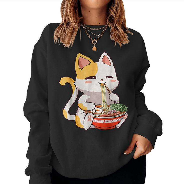 Kawaii Cute Cat Ramen Noodles Anime Girls N Japanese Food Women Sweatshirt