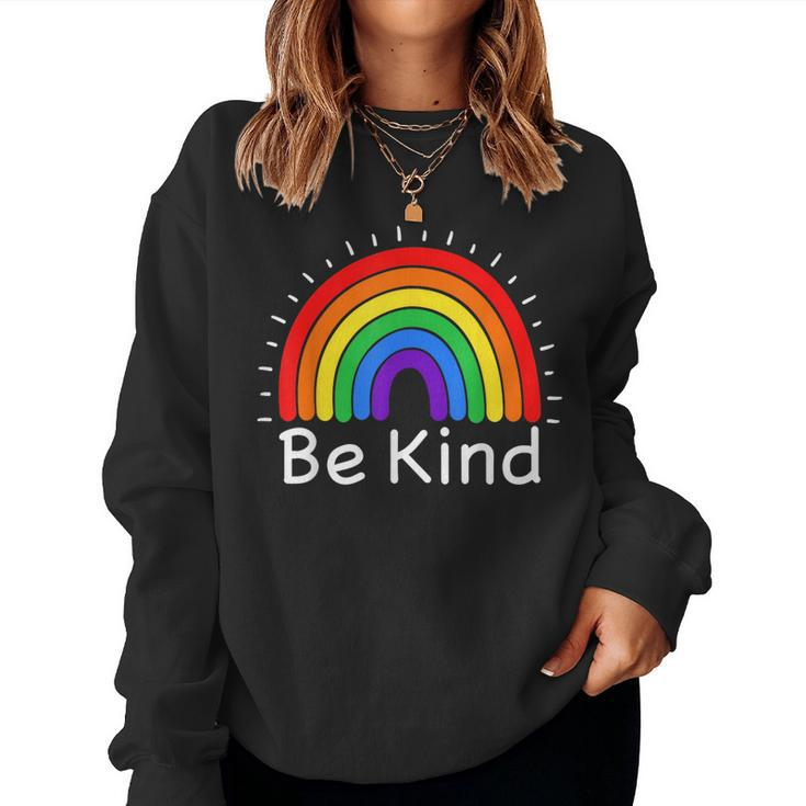 Be Kind Pride Lgbtq Gay Lgbt Ally Rainbow Flag Retro Galaxy Women Sweatshirt