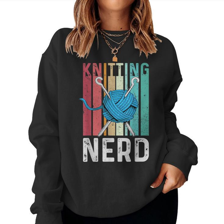 Knitting Nerd Knitting Lover Retro Sewing Mom Sunset Knitter Women Sweatshirt