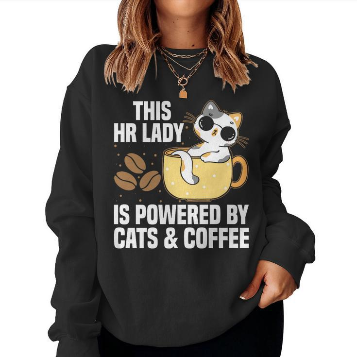 This Lady Is Powered By Cats & Coffee - Expressive Women Sweatshirt