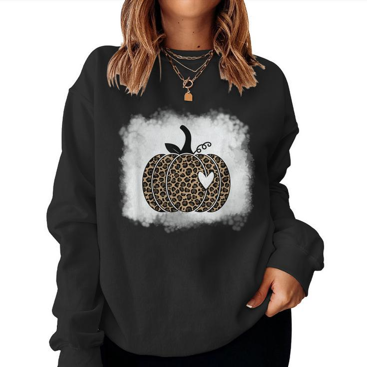 Leopard Pumpkin Heart Halloween Fall Thanksgiving Women Sweatshirt
