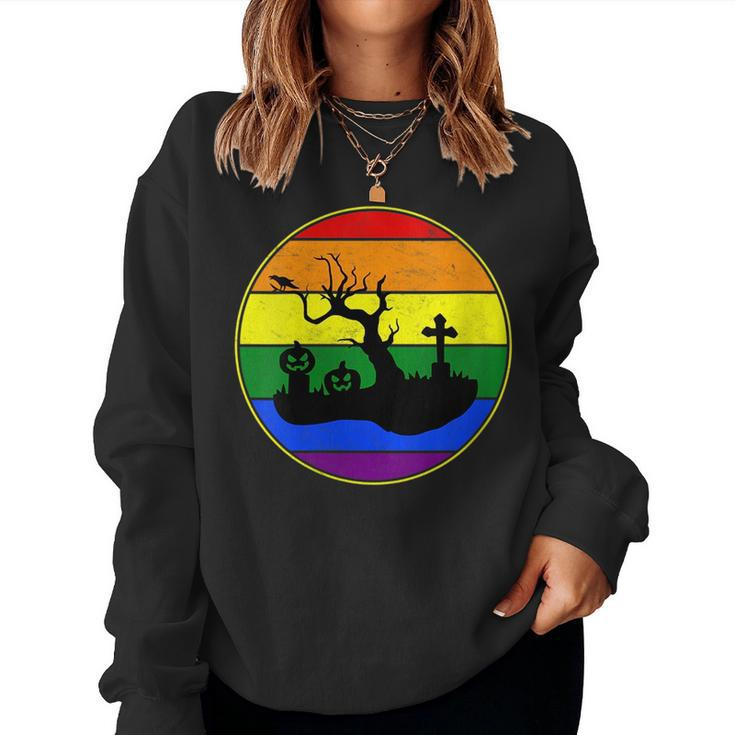 Lesbian Stuff Lgbtq Gay Goth Pride Rainbow Cemetery Cross Women Sweatshirt