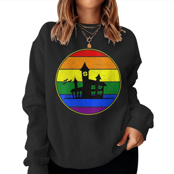 Lesbian Stuff Lgbtq Gay Goth Pride Rainbow Haunted House Women Sweatshirt