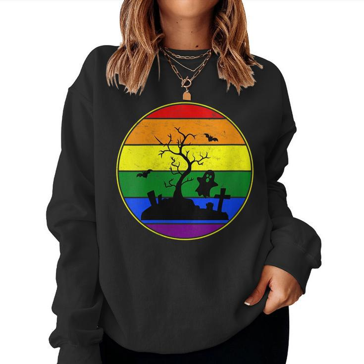Lesbian Stuff Lgbtq Gay Goth Pride Rainbow Spooky Graveyard Women Sweatshirt