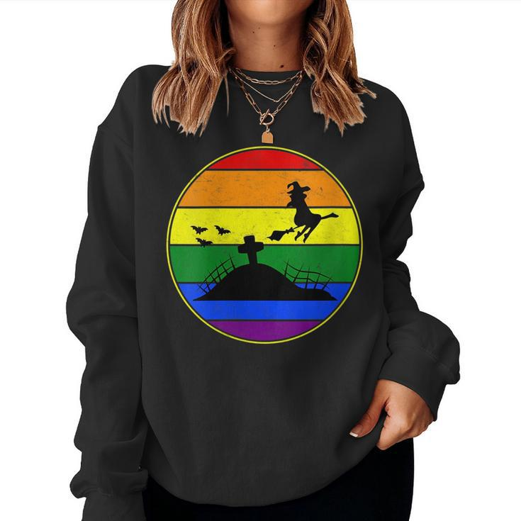 Lesbian Stuff Lgbtq Gay Goth Pride Rainbow Witch Broom Ride Women Sweatshirt