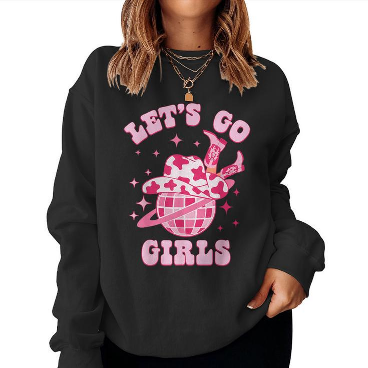 Let's Go Girls Western Cowgirl Groovy Bachelorette Party Women Sweatshirt