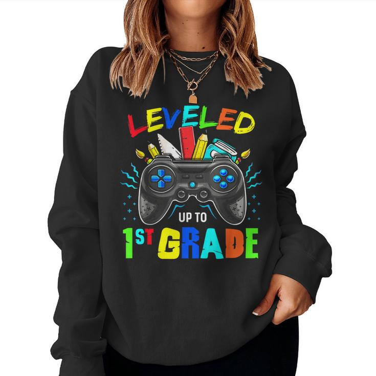 Leveled Up To 1St Grade Gamer Back To School First Day Boys Women Sweatshirt