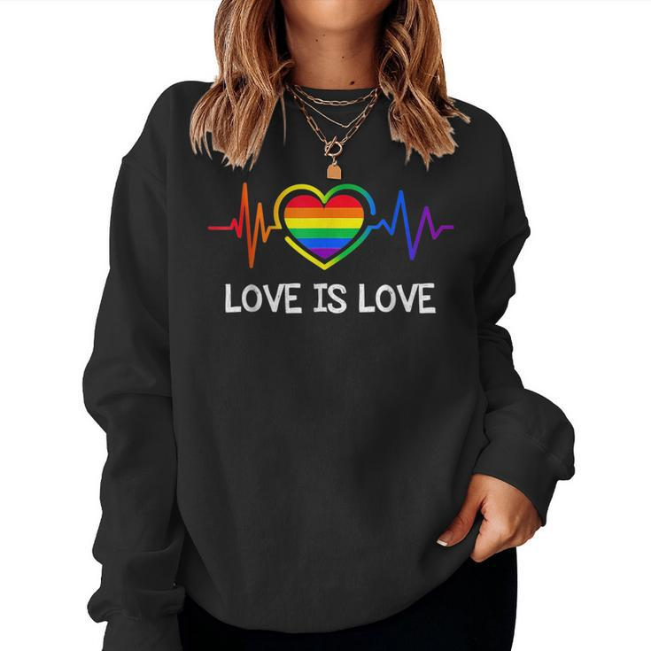 Lgbt Gay Pride Heartbeat Lesbian Gays Love Sexy Rainbow Women Sweatshirt
