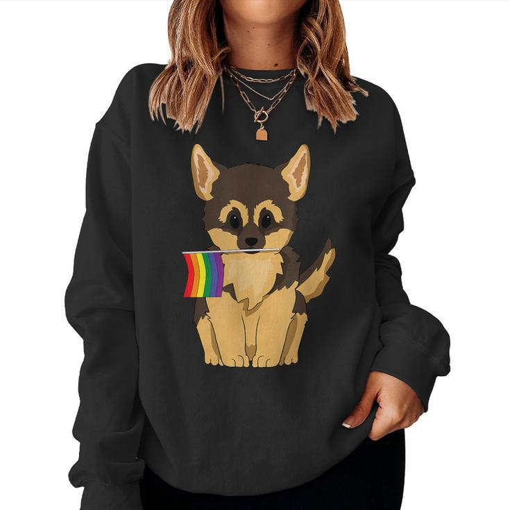 Lgbt Pride German Shepherd Dog Rainbow Flag Gay Lesbian Love Women Sweatshirt