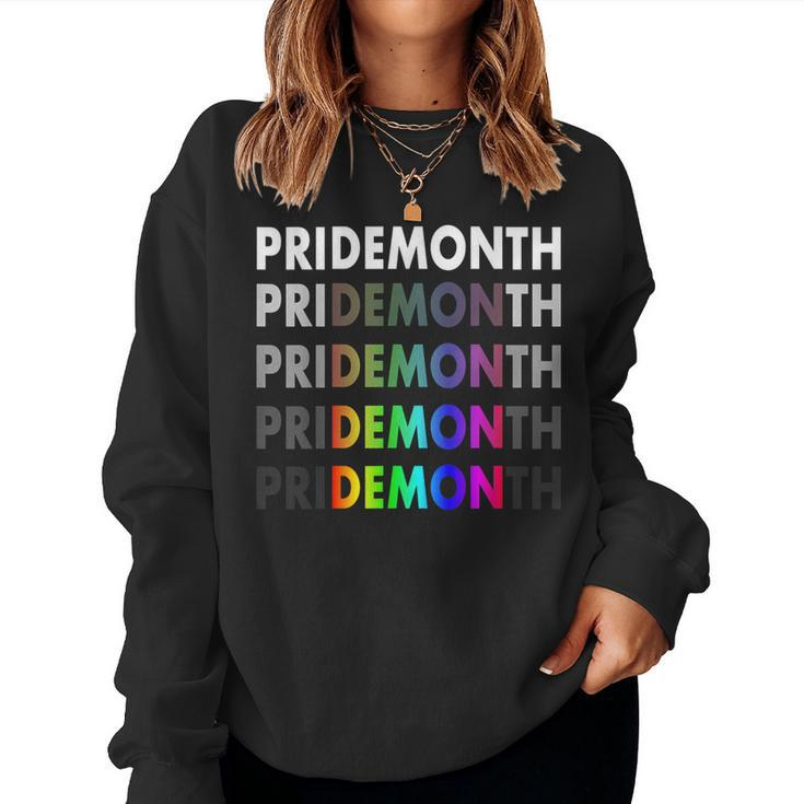 Lgbt Pride Month Demon For Gay Pride Month Festival Rainbow Women Sweatshirt